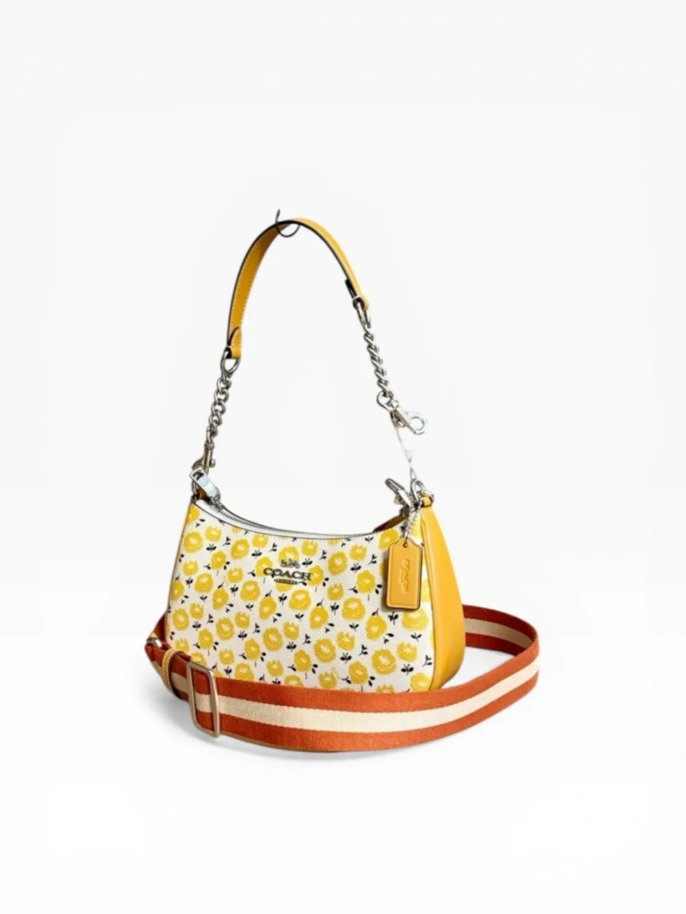 ✨ Coach Teri Shoulder Bag Floral Print Silver Chalk Buttercup NWT ✨ - Picture 3 of 16